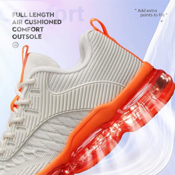 Women Beige Orange Air Cushion Running Shoes Fashion Tennis Sneakers Gym Fitness - Picture 5 of 7